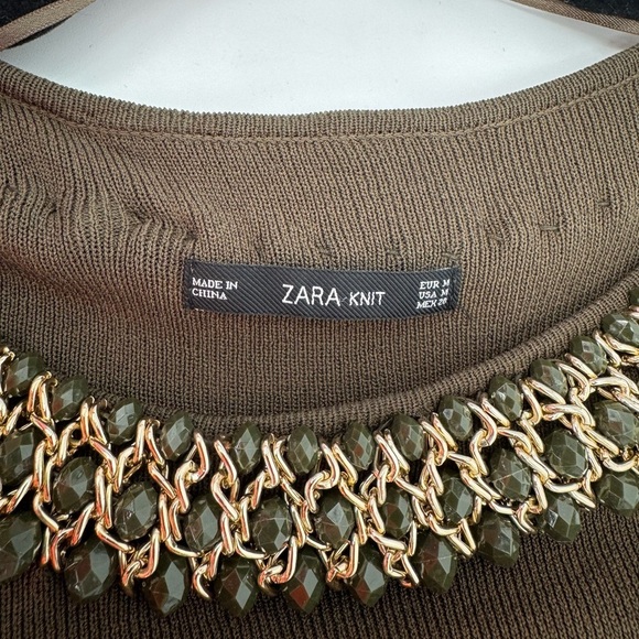 Zara Knit Beaded Scoop Neck Long Sleeve Blouse - Picture 10 of 11